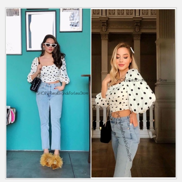 zara polka dot crop top